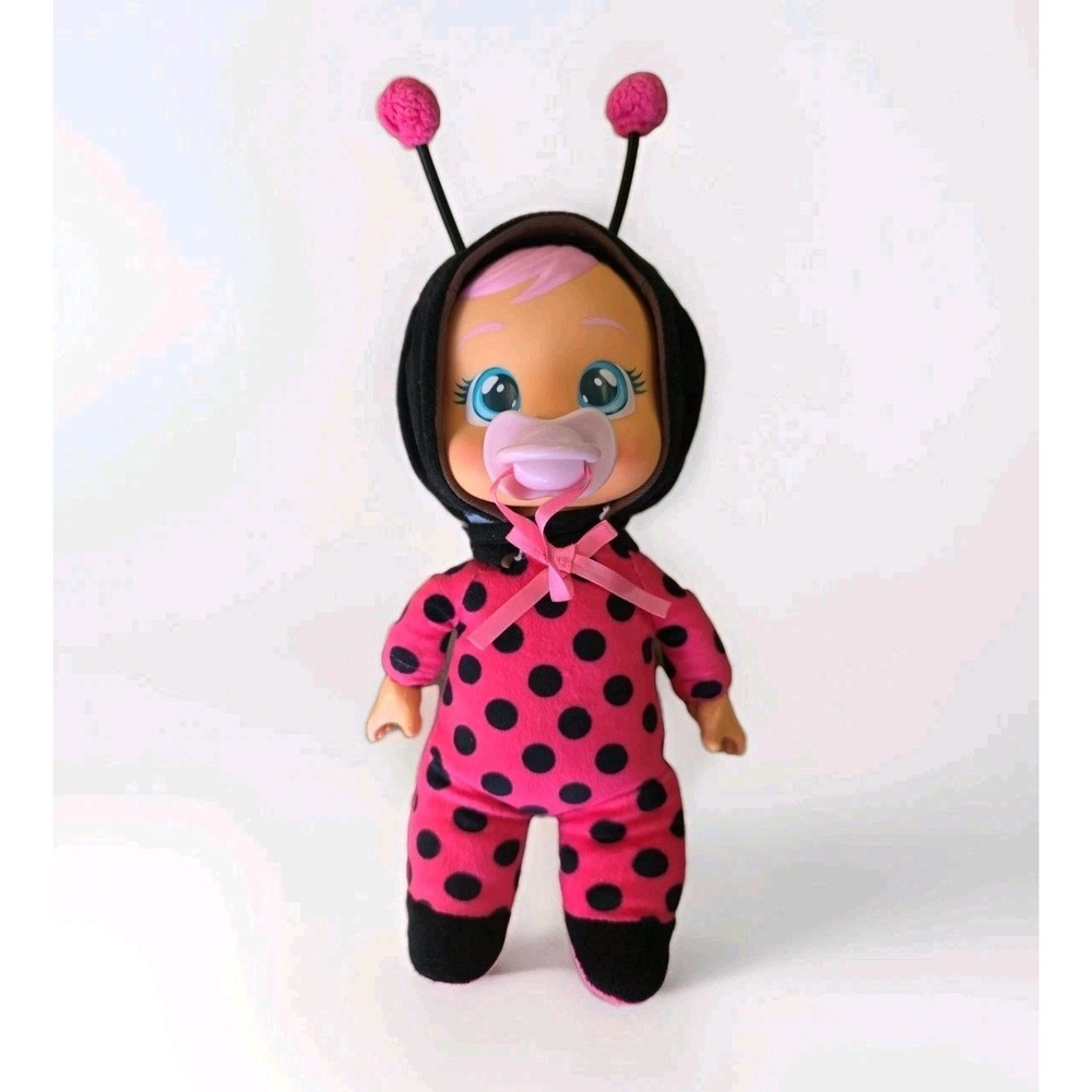 Cry Babies LADY Tiny Cuddles Plush Baby Doll 11" Soft Body Ladybug